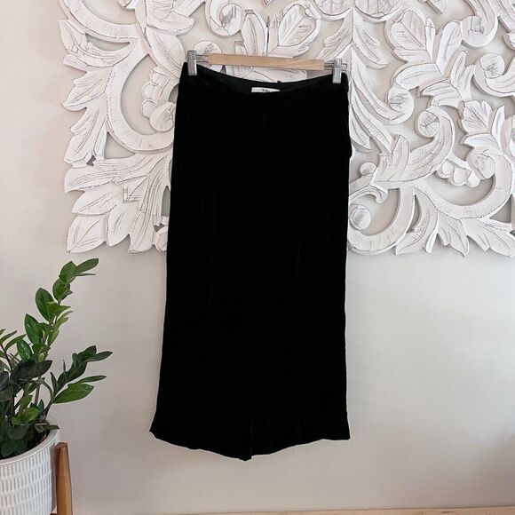 Tibi Wide Leg Cropped Pants Women's Size 0 XS Goth Witch Black Velvet Cropped - Picture 12 of 15